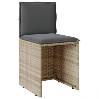 3-tlg. Bistro-Set mit Kissen Hellgrau Poly Rattan