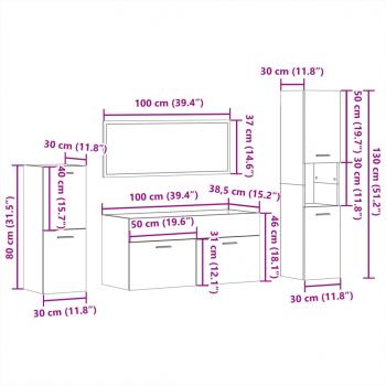 4-tlg. Badmöbel-Set Weiß Holzwerkstoff