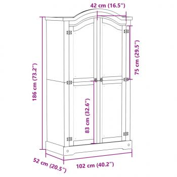 Kleiderschrank Corona 102x52x186 cm Massivholz Kiefer