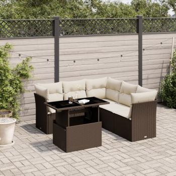 ARDEBO.de - 6-tlg. Garten-Sofagarnitur mit Kissen Braun Poly Rattan