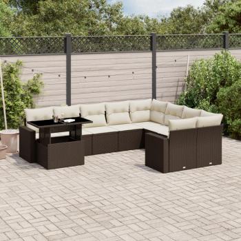 ARDEBO.de - 10-tlg. Garten-Sofagarnitur mit Kissen Braun Poly Rattan