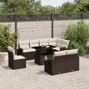 ARDEBO.de - 9-tlg. Garten-Sofagarnitur mit Kissen Braun Poly Rattan