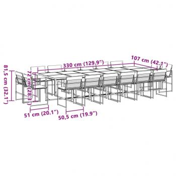 17-tlg. Garten-Essgruppe mit Kissen Weiß Textilene