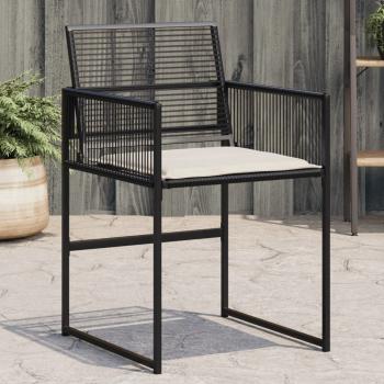 ARDEBO.de - Gartenstühle mit Kissen 4 Stk. Schwarz Poly Rattan