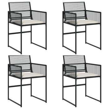 Gartenstühle mit Kissen 4 Stk. Schwarz Poly Rattan