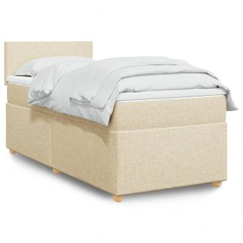 ARDEBO.de - Boxspringbett mit Matratze Creme 80x200 cm Stoff