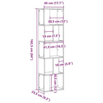 Bücherregal 5 Böden Grau Sonoma 45x23,5x162,5 cm Holzwerkstoff