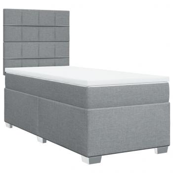 Boxspringbett mit Matratze Hellgrau 100x200 cm Stoff