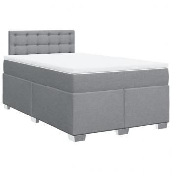 Boxspringbett mit Matratze Hellgrau 120x200 cm Stoff