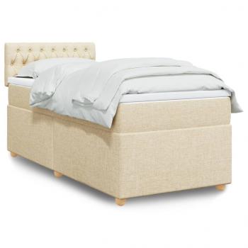 ARDEBO.de - Boxspringbett mit Matratze Creme 90x190 cm Stoff