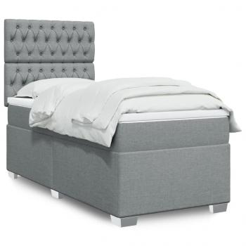 ARDEBO.de - Boxspringbett mit Matratze Hellgrau 90x190 cm Stoff