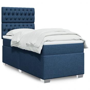 ARDEBO.de - Boxspringbett mit Matratze Blau 90x200 cm Stoff