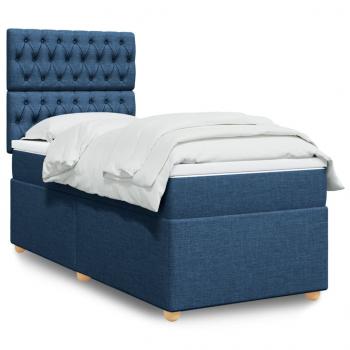 ARDEBO.de - Boxspringbett mit Matratze Blau 90x190 cm Stoff