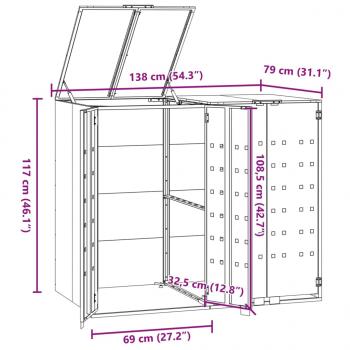 Mülltonnenbox für 2 Tonnen Schwarz 138x79x117 cm Stahl