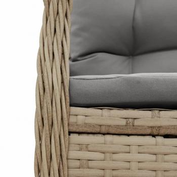 7-tlg. Garten-Essgruppe mit Kissen Beige Poly Rattan