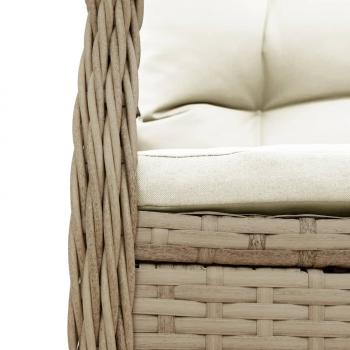 7-tlg. Garten-Essgruppe mit Kissen Beige Poly Rattan