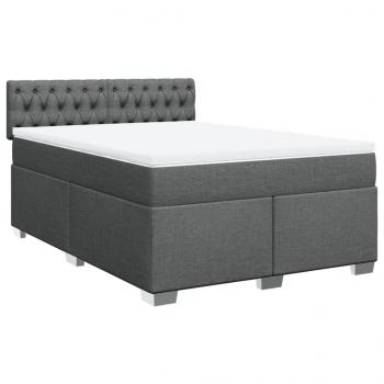 Boxspringbett mit Matratze Dunkelgrau 140x200 cm Stoff