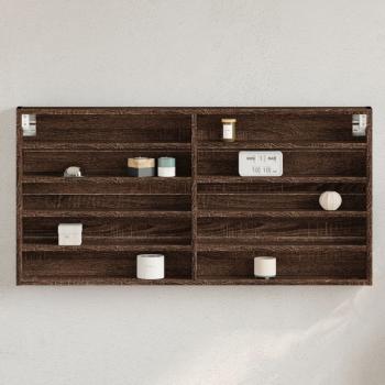 ARDEBO.de - Vitrinenschrank Braun Eichen-Optik 100x8,5x50 cm Holzwerkstoff