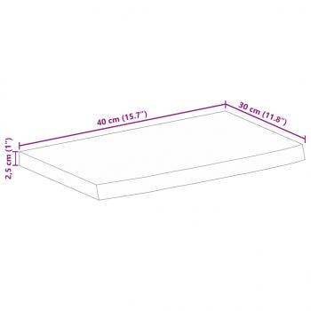 Tischplatte 40x30x2,5 cm Baumkante Massivholz Raues Mangoholz