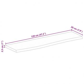 Tischplatte 120x20x2,5 cm Baumkante Massivholz Raues Mangoholz