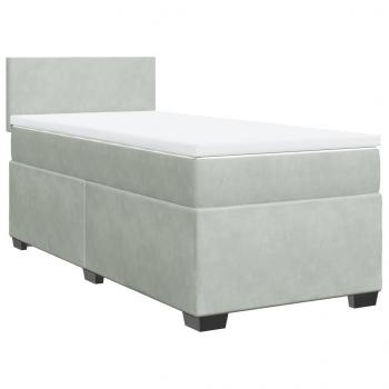 Boxspringbett mit Matratze Hellgrau 100x200 cm Samt