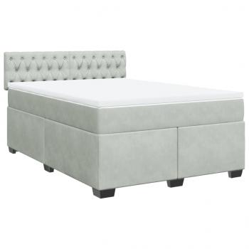 Boxspringbett mit Matratze Hellgrau 140x190 cm Samt