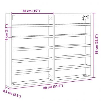 Vitrinenschrank Räuchereiche 80x8,5x58 cm Holzwerkstoff