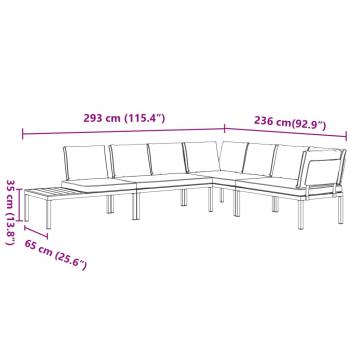 4-tlg. Garten-Sofagarnitur mit Kissen Schwarz Aluminium