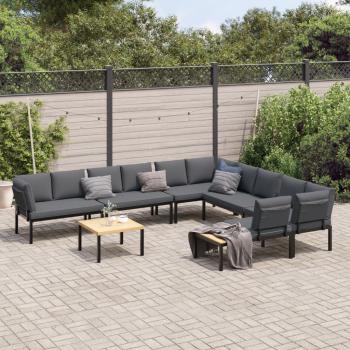 ARDEBO.de - 7-tlg. Garten-Sofagarnitur mit Kissen Schwarz Aluminium