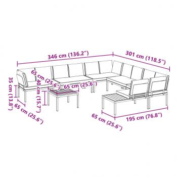 7-tlg. Garten-Sofagarnitur mit Kissen Schwarz Aluminium