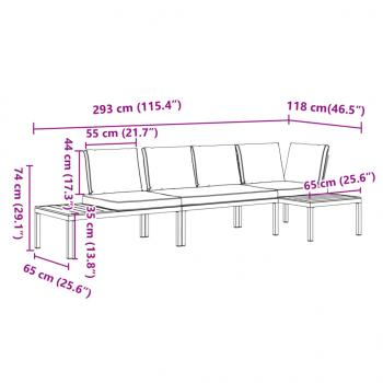 3-tlg. Garten-Sofagarnitur mit Kissen Schwarz Aluminium