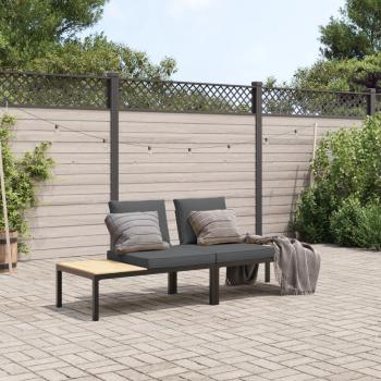 ARDEBO.de - 2-tlg. Garten-Sofagarnitur mit Kissen Schwarz Aluminium