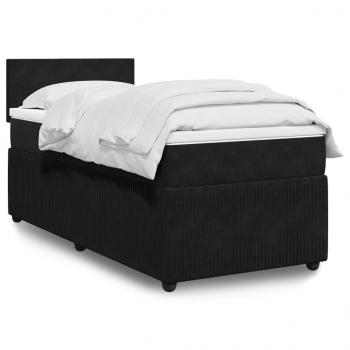 ARDEBO.de - Boxspringbett mit Matratze Schwarz 90x190 cm Samt