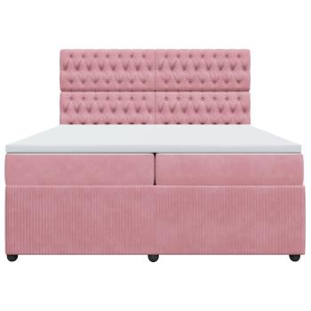 Boxspringbett mit Matratze Rosa 200x200 cm Samt