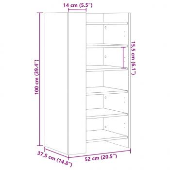 Schuhschrank Räuchereiche 52x37,5x100 cm Holzwerkstoff