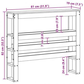 Kopfteil mit Ablagen Wachsbraun 75 cm Massivholz Kiefer