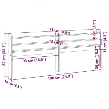 Kopfteil mit Ablagen 180 cm Massivholz Kiefer