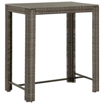 5-tlg. Gartenbar-Set mit Kissen Grau Poly Rattan