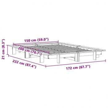 Massivholzbett ohne Matratze Wachsbraun 150x200 cm Kiefernholz