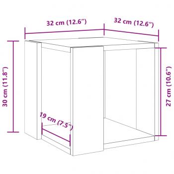 Couchtisch Schwarz 32x32x30 cm Holzwerkstoff