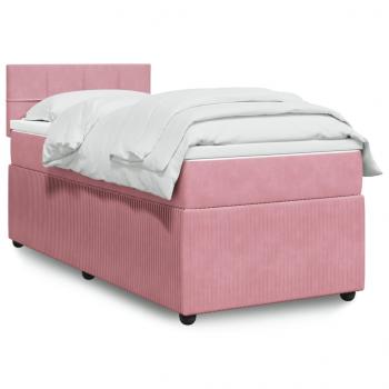 ARDEBO.de - Boxspringbett mit Matratze Rosa 100x200 cm Samt