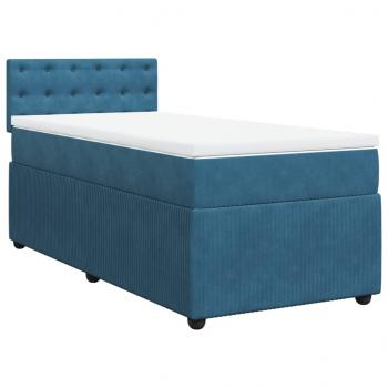 Boxspringbett mit Matratze Blau 100x200 cm Samt