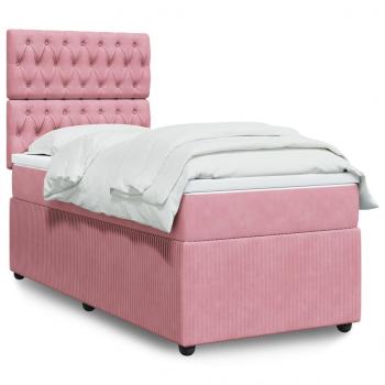 ARDEBO.de - Boxspringbett mit Matratze Rosa 100x200 cm Samt