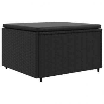 4-tlg. Garten-Lounge-Set mit Kissen Schwarz Poly Rattan