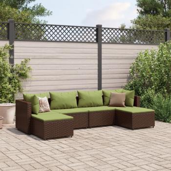 ARDEBO.de - 6-tlg. Garten-Lounge-Set mit Kissen Braun Poly Rattan