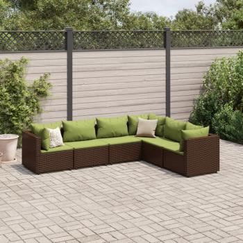 ARDEBO.de - 6-tlg. Garten-Lounge-Set mit Kissen Braun Poly Rattan