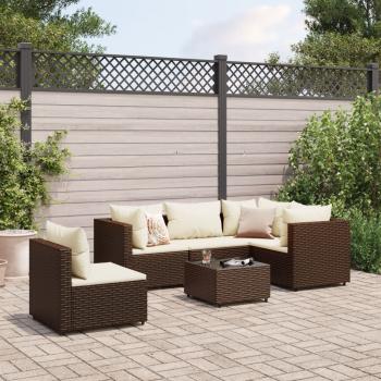 ARDEBO.de - 6-tlg. Garten-Lounge-Set mit Kissen Braun Poly Rattan