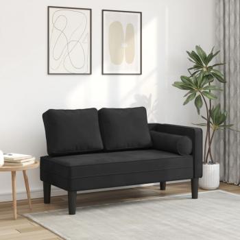 ARDEBO.de - Chaiselongue mit Kissen Schwarz Samt