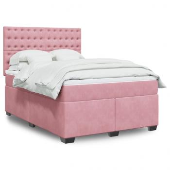 ARDEBO.de - Boxspringbett mit Matratze Rosa 140x190 cm Samt