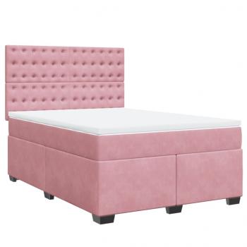 Boxspringbett mit Matratze Rosa 140x190 cm Samt